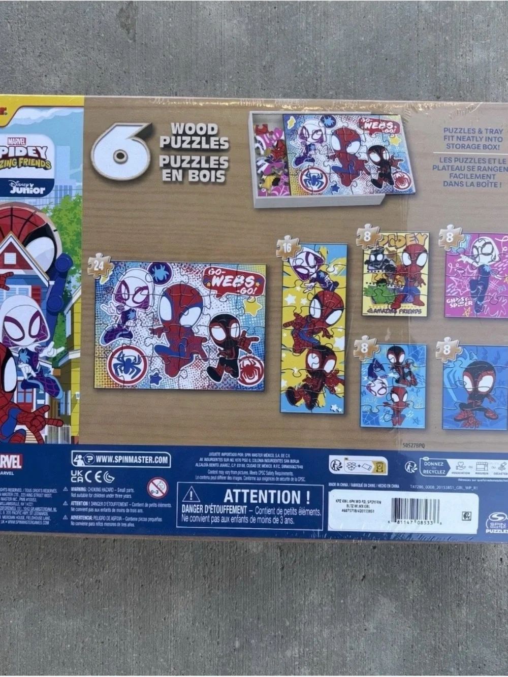 Disney Jr Marvel Spidey Amazing Friends Wooden Puzzle Set - 6 Pack